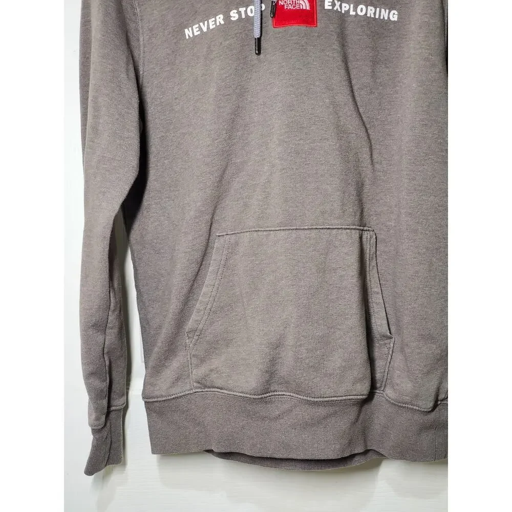 The North Face Mens Medium Hoodie Gray “Never Stop Exploring” Pullover F21 A3Y9J